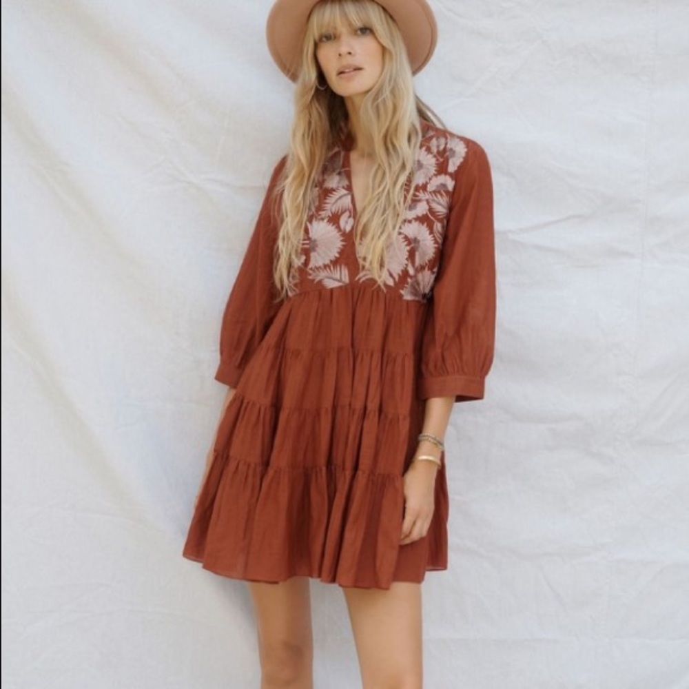Apolline Embroidered Mini Tunic Dress from Anthropologie